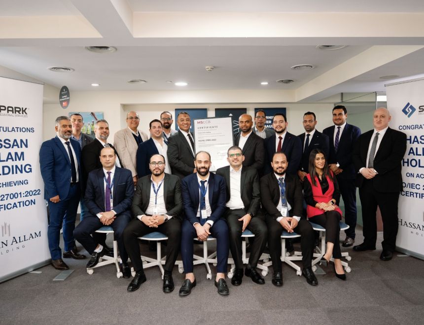 شركة Spark Professional Services تحتفل بنجاح حصول "حسن علام القابضة" على شهادة  ISO 27001  لأمن المعلومات