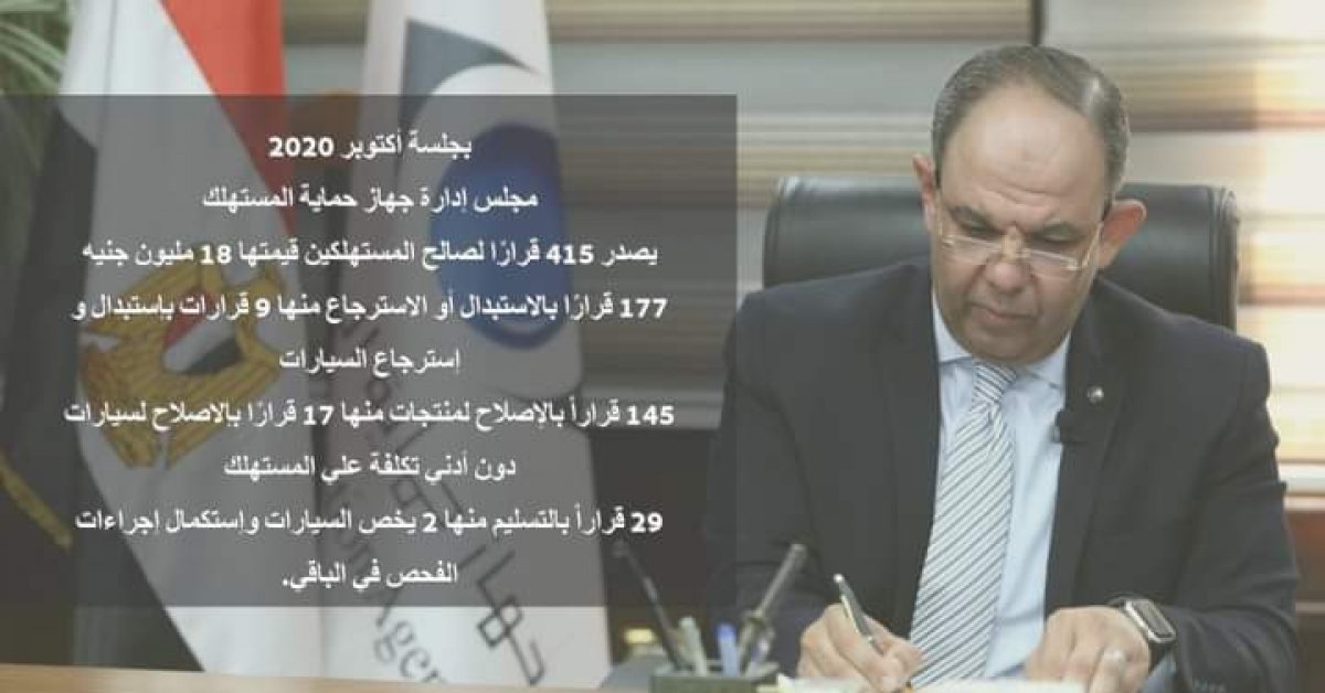 مجلس إدارة جهاز حماية المستهلك يصدر 415 قراراً لصالح المستهلكين قيمتها 18 مليون جنيه 