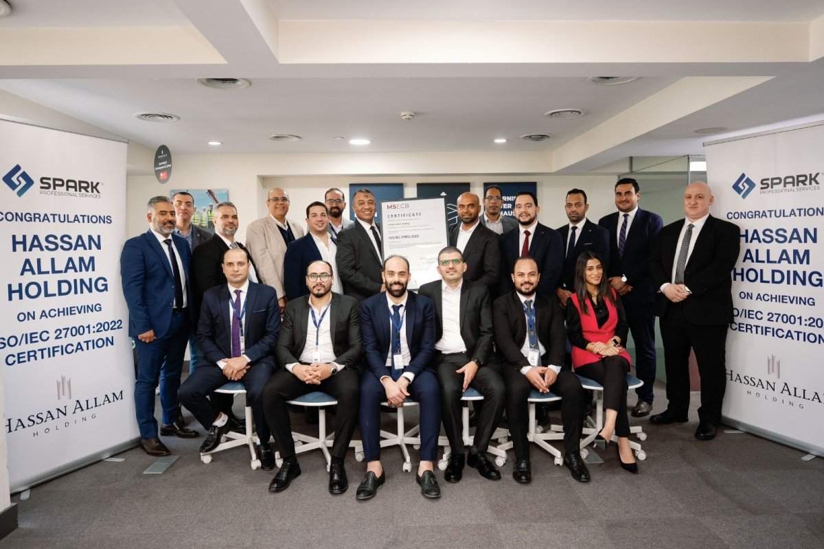 شركة Spark Professional Services تحتفل بنجاح حصول "حسن علام القابضة" على شهادة  ISO 27001  لأمن المعلومات