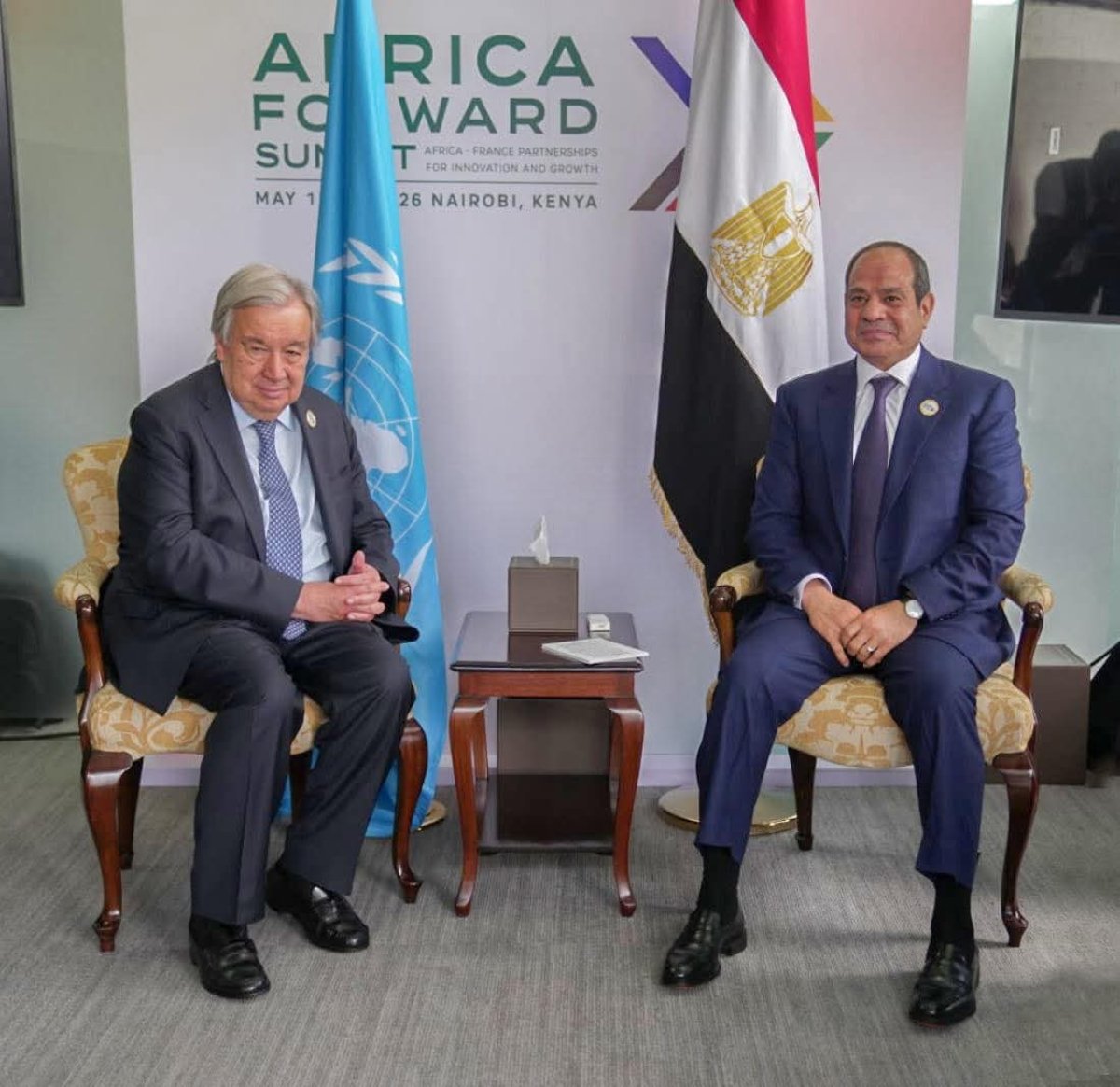 الرئيس السيسي يلتقي جوتيريش على هامش قمة &laquo;أفريقيا &ndash; فرنسا&raquo; المنعقدة في نيروبي