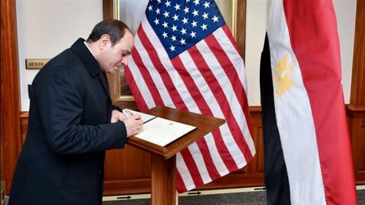 كلمة الرئيس السيسي في سجل الشرف الخاص بوزارة الدفاع الأمريكية البنتاجون