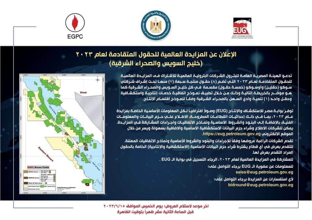 الملا: طرح اول مزايدة عالمية من نوعها لتنمية حقول البترول المتقادمة عبر بوابة  مصر الإلكترونية