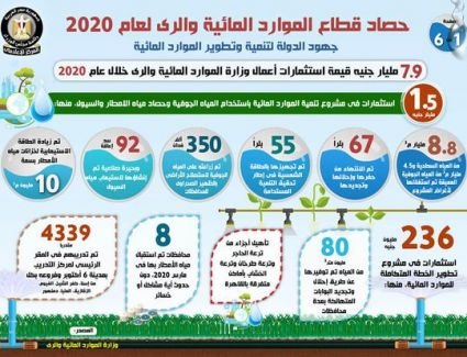 بالإنفوجراف.. تعرف على جهود وانجازات قطاع الموارد المائية والري لعام 2020
