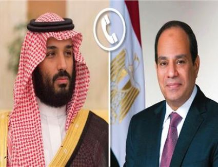 الرئيس السيسي يؤكد لولي العهد السعودي تضامن مصر مع المملكة