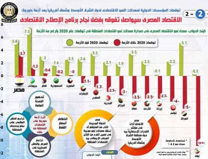 "إنفوجراف" يوضح نظرة المؤسسات العالمية لمعدل نمو الاقتصاد المصري لعام 2020
