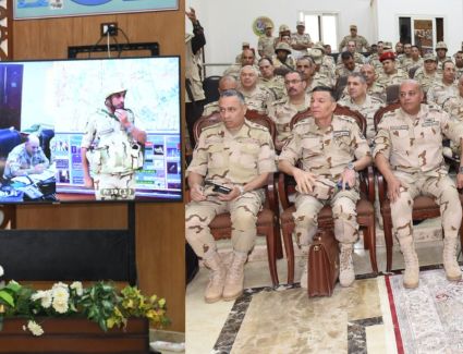 رئيس الأركان يشهد المرحلة الرئيسية للمشروع "إعصار 64" الذي ينفذه أحد تشكيلات الجيش الثالث