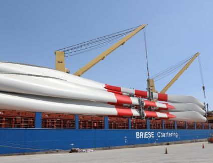 اقتصادية قناة السويس: ميناء الأدبية تستقبل شحنة 42 ريشة رياح لمحطة توليد الكهرباء برأس غارب