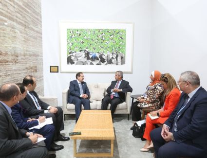 جلسة مباحثات لوزير البترول مع وزير الطاقة الاردنى بالجناح المصرى داخل قمة المناخ